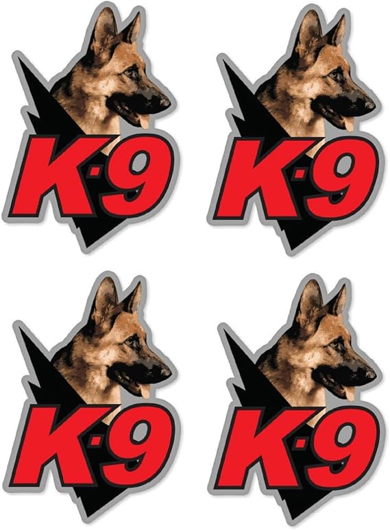 Pack of 4-3 Inch Stickers - K9 Unit Police Guard Dog car Bumper Sticker - Sticker Graphic Decal