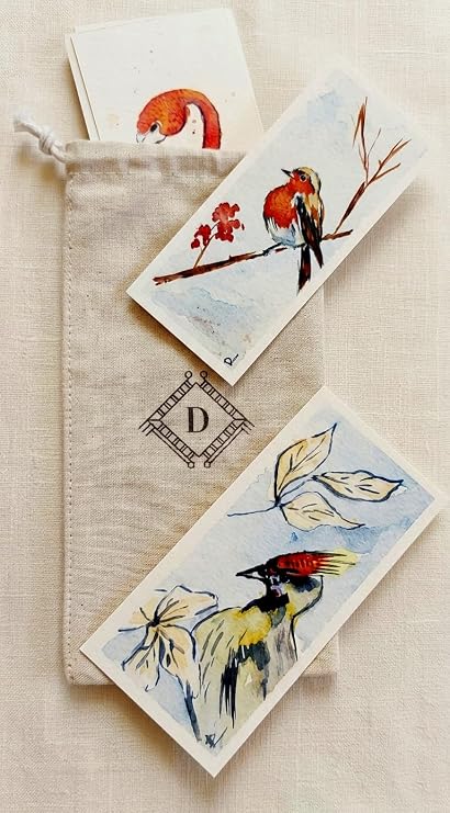 Didosol Özel Tasarım, Suluboya Çizim, Kitap Ayracı Seti 1 (Kuşlar - 10 Ayraçlık Set)