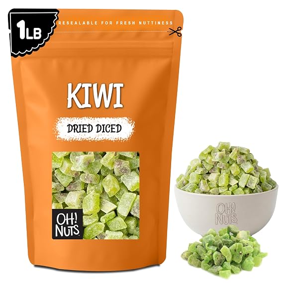 Oh! Nuts Dried Kiwi Diced 1lb - Sweetened, Dehydrated Fruit