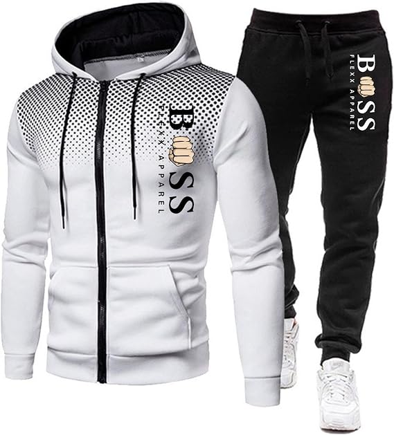 Mens Tracksuit Sets Letter Print Full Zip Jogging Sports Gym Suit