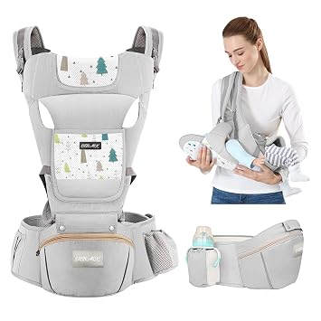 Baby Carrier Newborn to Toddler - Debark Baby Carrier with Hip Seat, 6-in-1 Adjustable Detachable Ergonomic Infant Carrier for Babies from 0-36 Months, Ideal for Baby Travel Essentials (Grey)