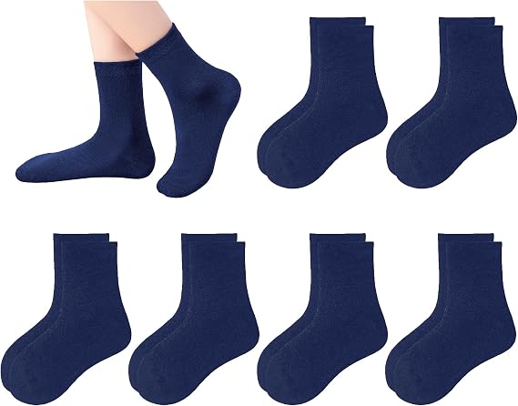 6 Pack Kids Socks Girls Socks for School Uniform Soft Cotton Seamless Toe Athletic Crew Socks