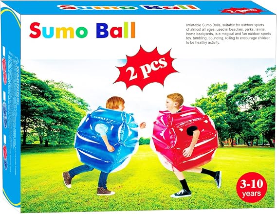 ZHUYNXIR Wearable Inflatable Sumo Balls for Kids, Blow Up Body Bumper Ball, Outdoor Backyard Game Toy, Inflatable Sumo Ball for Children Party Activities, 24 in, Blue+red.