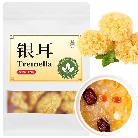 White Fungus Dried Snow Fungus Tremella Mushroom for Cooking All Natural, Vegan, Gluten-Free 4.2oz