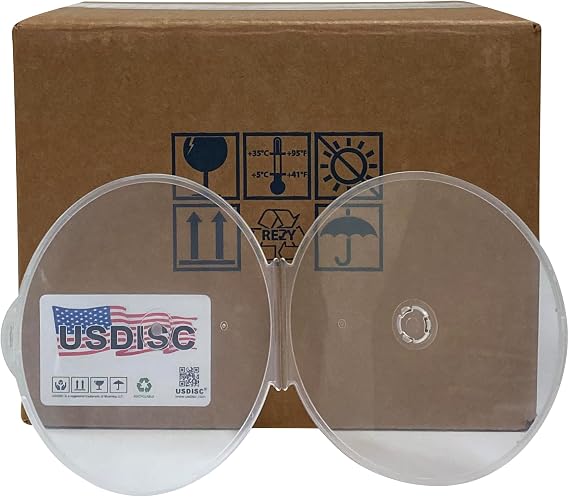 USDISC Clamshell Cases, Single 1 Disc, Clear, Pack of 100