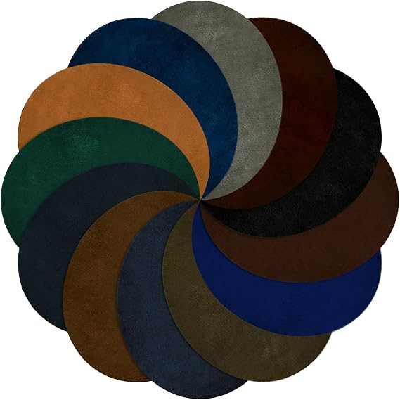 Janinka 24 Pcs Suede Elbow Patches, 12 Colors, Iron On,Retro Color