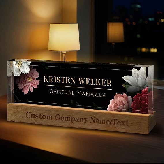 Custom Boss Day Gifts for Men Women - Personalized Name Plate for Desk - Custom Employee Appreciation Gifts for Coworkers Teacher Social worker Nurse (Black)