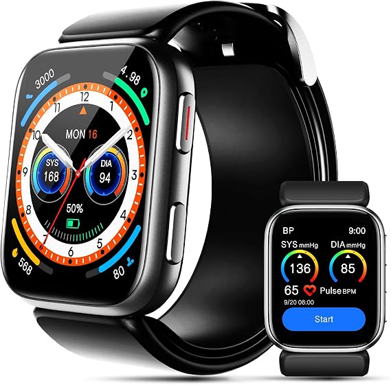 BP Doctor Smart Watch Blood Pressure, 1.95" Blood Pressure Monitor with Air Pump Band, Blood Pressure Watch with Sleep Heart Rate Monitor, Pedometer, Watch Supports Data Sharing, Reminder Monitoring