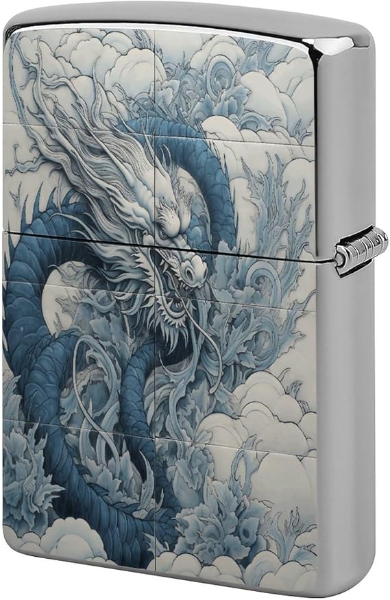 Lighter Case Compatible with Zippo Shell Only,Dragon Patternprinted Metal Lighter Cover No Insert for Zippo Double Sided Pattern Design