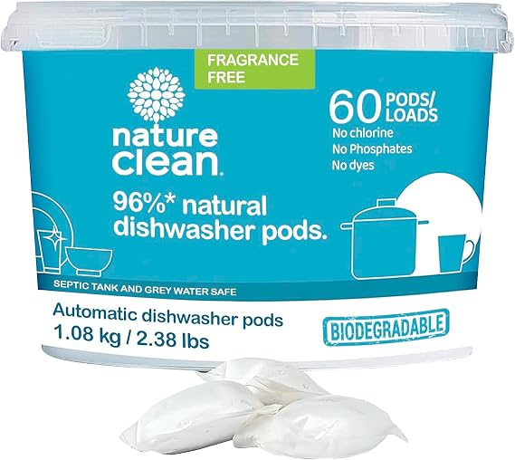 NATURE CLEAN Automatic Dishwasher Pacs Unscented, 60 Count