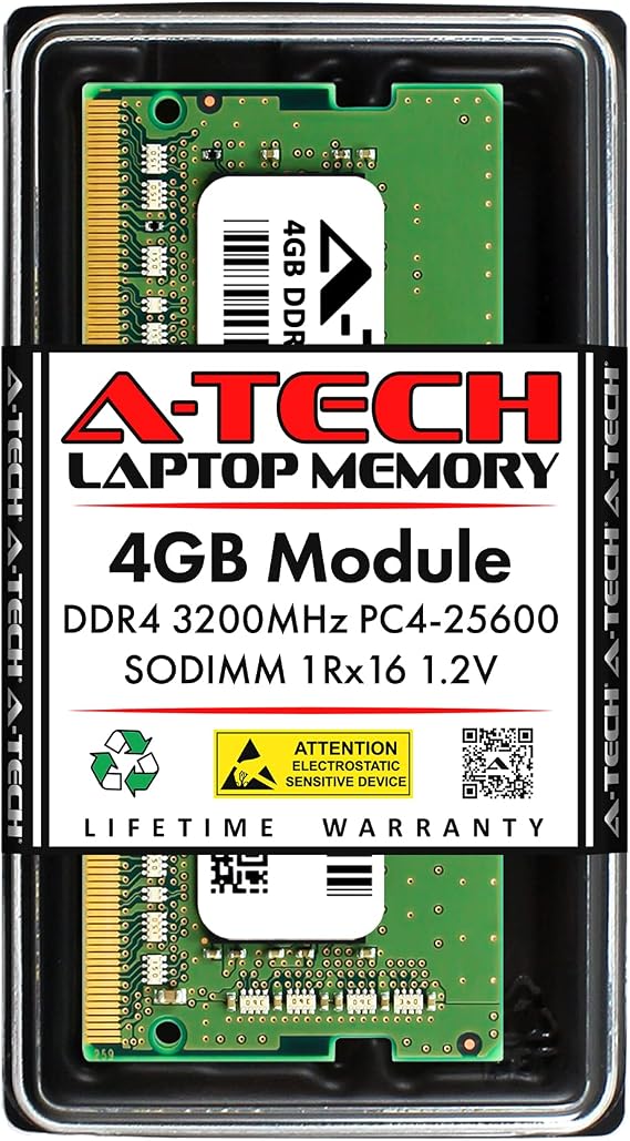 A-Tech 4GB RAM Replacement for Hynix HMA851S6CJR6N-XN | DDR4 3200MHz PC4-25600 1Rx16 1.2V SODIMM 260-Pin Memory Module