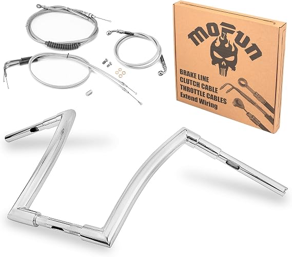 Mofun 12" Rise Handlebar and Cable Kit Fit for Harley Softail 2008-2014