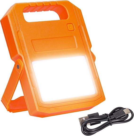Outdoor Solar LED Work Light with Portable Handle Rechargeable, Super Bright Waterproof Flood Lights for Camping Hiking Emergency Car Repairing, 2000LM,Yellow, 9x6.5x1.5inch