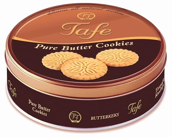 Tafe Pure Butter Cookies Biscuits Shortbread Delicious All Natural Holiday Tin Gift Box 11.28 Oz