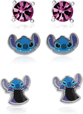 Disney Lilo and Stitch Fashion Earring Set, 3 Pairs, Stud Earrings - Officially Licensed