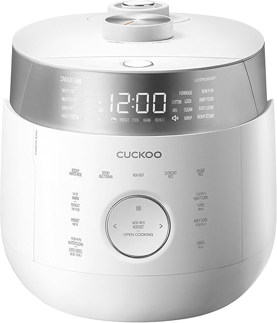 CUCKOO Twin Pressure Induction Rice Cooker, 12-Cup Cooked, CRP-LHTR0609FW | 6-Cup Uncooked Capacity, Nonstick Inner Pot, 21 Menus, Turbo Rice in 12-19 Minutes, Auto Clean, Voice Guide, Made in Korea