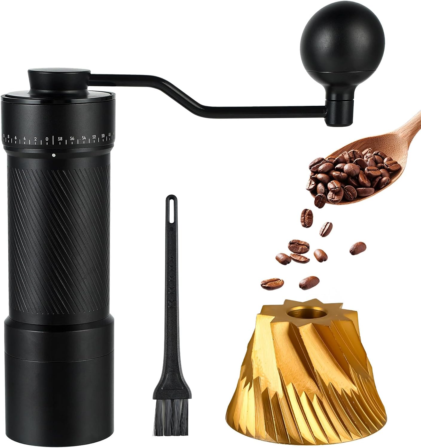 ​ISHEWUDU Manual Coffee Grinder, Coffee Grinder Manual with Stainless Steel Conical Burr, Hand Coffee Grinder Portable and Small Coffee Bean Grinder for Espresso to French Press (Magnetic / 10)