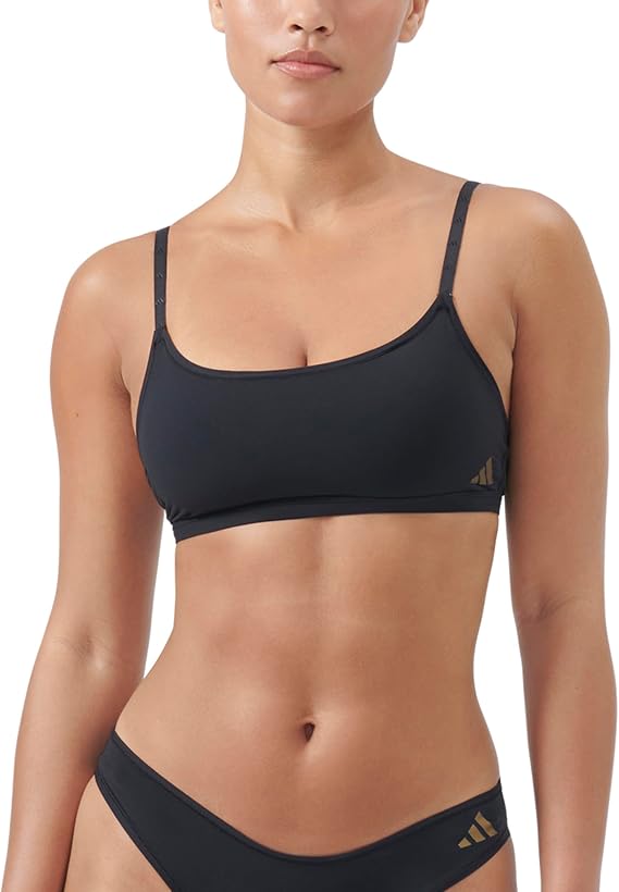 adidas Womens Active Micro Body Fit Scoop Bralette Underwear Casual Casual - Black