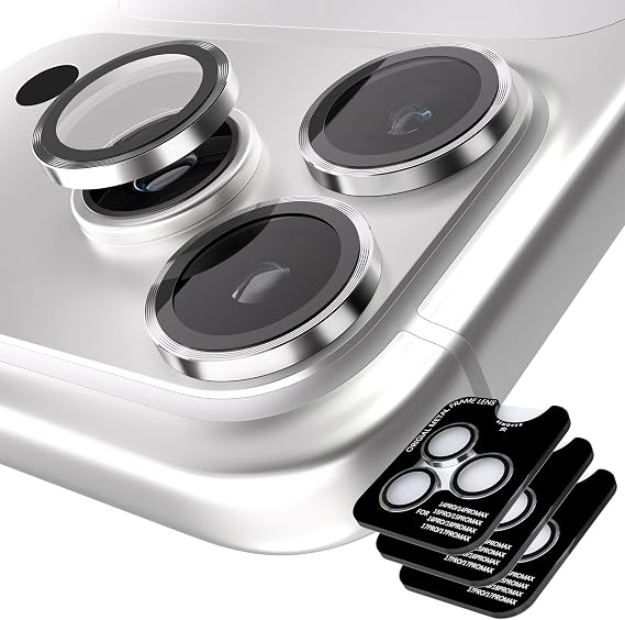Orzero 3 Sets Camera Lens Protector for iPhone 17 Pro Max/17 Pro, Silver