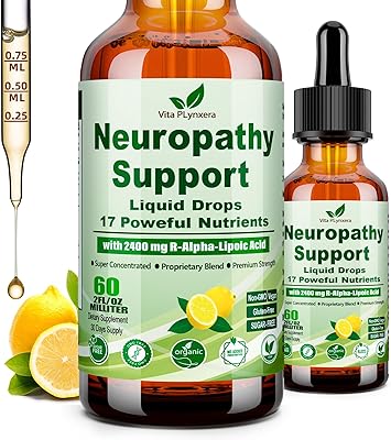Neuropathy Supplements Liquid Drops, Advance 17-in-1 Stabilized R-Alpha Lipoic Acid (R-ALA) w. Acetyl L-Carnitine Vitamin B-Complex Magnesium, High Potency R-Lipoic Acid for Nerve Antioxidant Energy