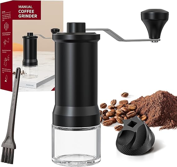 Manual Coffee Grinder, Hand Coffee Grinder with High Precision Ceramic Grinding Burrs, 0-30 Adjustable Grinding Settings for Espresso Machines, French Presses, Moka Coffee Makers