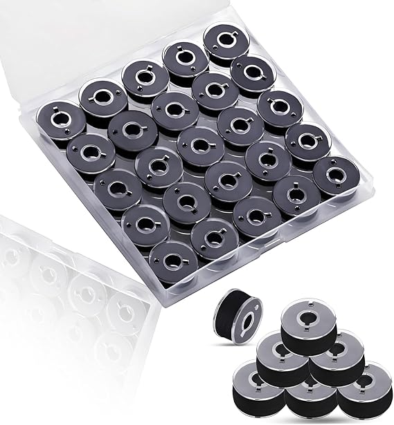 Sewing Thread Kit, 25 Pcs Bobbins for Sewing Machine, Size A SA156 Bobbin Thread for Brother Embroidery and Sewing Machines DIY Projects Black