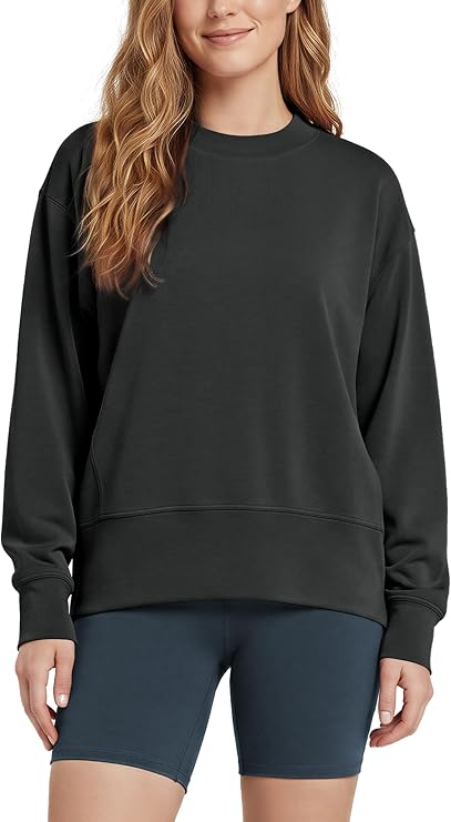 ODODOS Modal Soft Long Sleeve Oversized Sweatshirts for Women High Crew Neck Relaxed Pullover Tops
