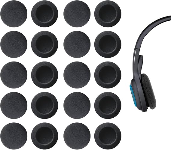 10 Pairs Soft Foam Headphone Covers - Black Replacement Pads for 50mm Headphones