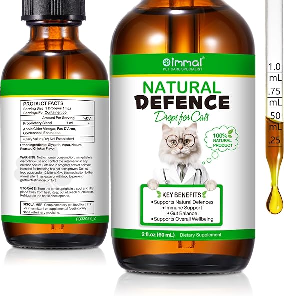 Antibiotics for Cats for Infections, Cat Antibiotics 60ml, Supports Immune & Cat Allergy Itch Relief, Chicken Flavor