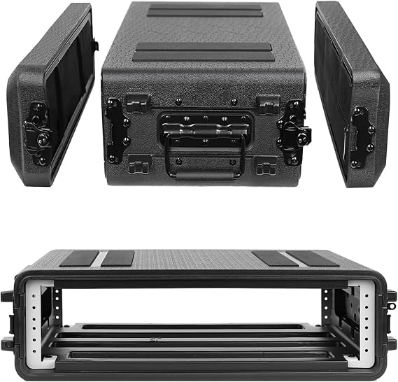 Rack Case 19" 2U Rack Case Shallow 11" Depth Durable HDPE Watertight Dust-Proof Shock Mount Racks with Microphone Compartments