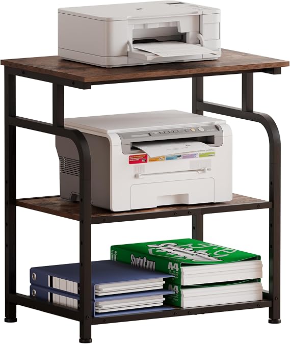 Unionly Large Rolling Printer Stand with Height Adjustable Shelf and Wheels