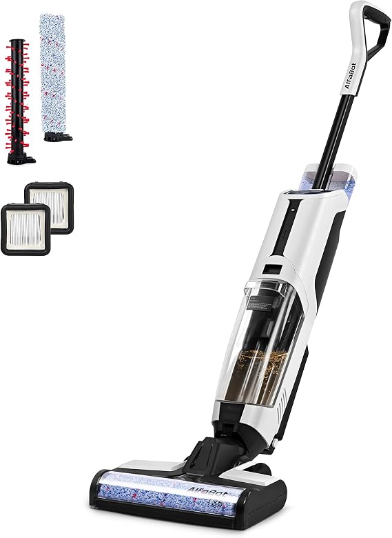 AlfaBot Wet Dry Vacuum, T36 Cordless Floor Vacuum Cleaner and Mop for Hardwood Floor & Area Rugs, Lightweight Wet-Dry Floor Cleaner with Self Cleaning, One-Step Cleaning/Voice Assistance