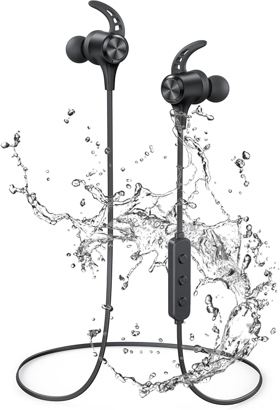 Bluetooth 5.2 Wireless Earbuds with aptX, Magnetic Neckband, IPX7 Waterproof, Built-in Mic, 16H Playtime, Lightweight Sport Earphones