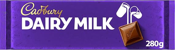 Cadbury Dairy Milk Chocolate Bar, The Classic Creamy Taste, Perfect for Sharing, 280 g (Pack of 1)