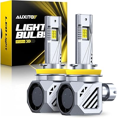 AUXITO H11 H8 H9 Bulbs, 48000LM 1000% Brighter 6500K Cool White Light with Fan, LED Fog Light 30 Years Lifespan, No Flicker