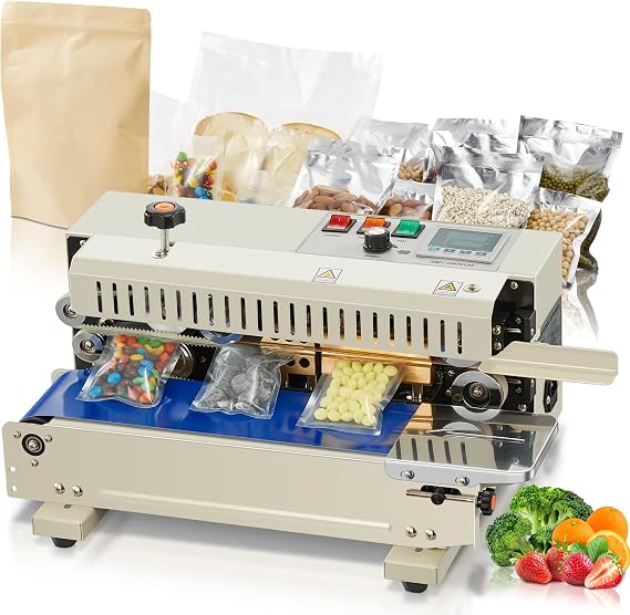 Continuous Bag Band Sealing Machine, 750W Horizontal Band Sealer Machine, Automatic Horizontal Band Sealer, Sealing Machine with Temperature Control, 0.24-0.47in Seal Width for PVC Bags