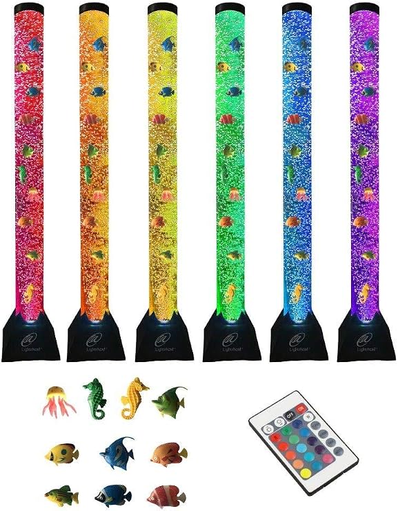 Lightahead Extra Large 4FT LED Sensory Bubble Fake Fish Tube Aquarium Lamp | Larger & Brighter Than Most with 20 Color Changing Effects, Calming Light for Everyone including Autism, ADHD & Stress Relief
