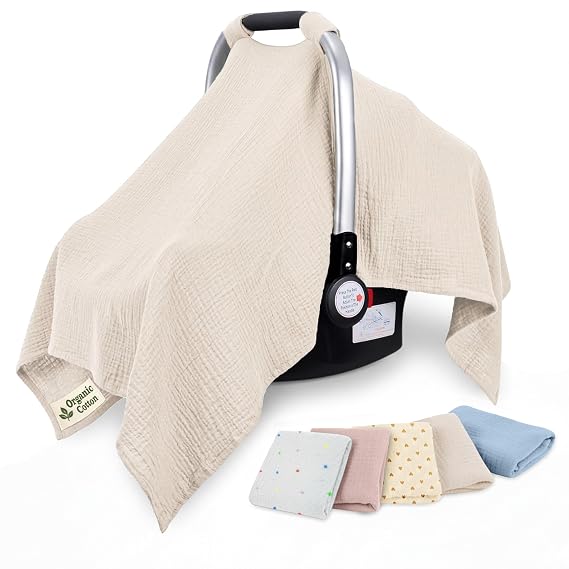 100% Organic Cotton Baby Car Seat Cover Waterproof Unisex 35x50In