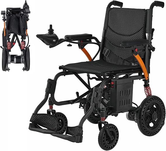 Electric Wheelchair for Adults, Foldable Motorized Wheelchair, Upgraded Comfortable 18 Inch Large Seat, 500W Brushless Dual Motor, 12AH Removable Lithium Battery, Full Suspensions, 12 Miles Range