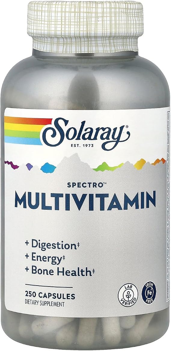 SOLARAY SpectroTM Multivitamin, Iron Free, 250 Capsules
