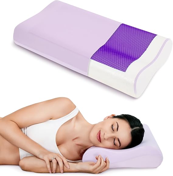EGOHOME Cooling Gel Memory Foam Pillow, Contour Neck Support, Reversible