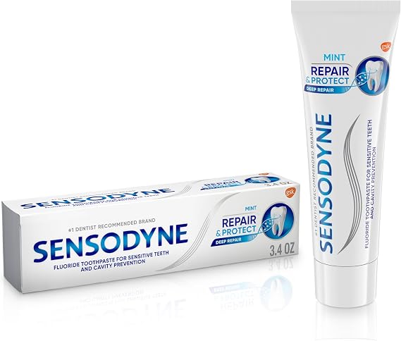 Sensodyne Repair and Protect Mint Toothpaste, Toothpaste for Sensitive Teeth and Cavity Prevention, 3.4 oz