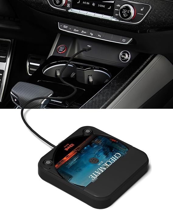 ENVYCLOUD Portable Car CD Player with USB/AUX Port,External CD Player Compatible with Car Radio Stereo, Laptop, TV, Computer,Universal for Vehicle with Adapter (Black)