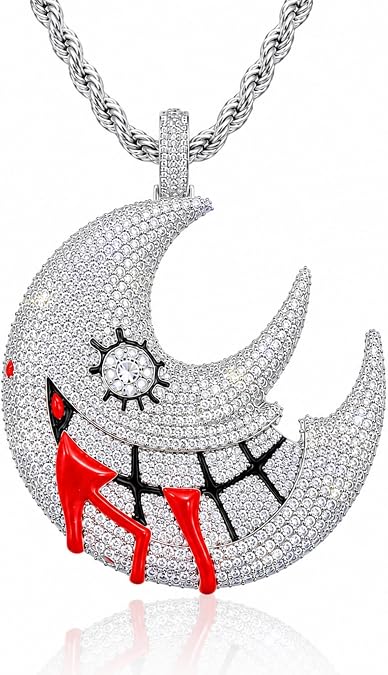 ICEDIAMOND SMILE THROUGH CHAOS Crescent Moon Pendant Necklace for Men