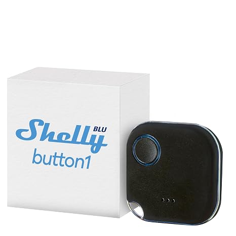 Shelly Blu button1, Bluetooth controlled action and scene activation button, home automation, iOS Android app, no hub required, long battery life, LED
