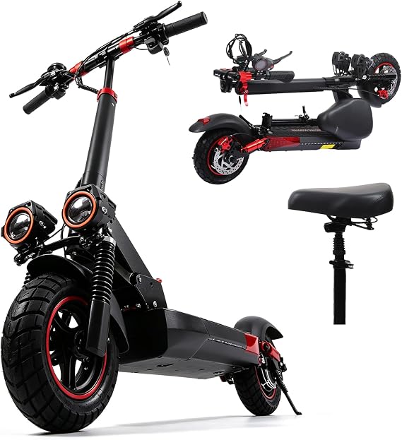 Electric Scooter for Adults with Seat,1200W Motor Up to 28 MPH, 48V 15Ah Battery, 26-28 Miles Long Range, Dual Disc Brakes with EABS, 10" Off Road Fat Tires Fast Adults E-Scoote