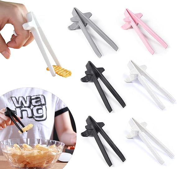 Finger Chopsticks, 6-Pcs Snack Tongs for Gaming, Gamer Gifts | Finger chopsticks for snacking, chip chopsticks, clean hands, game night accessory, gifts for gamers