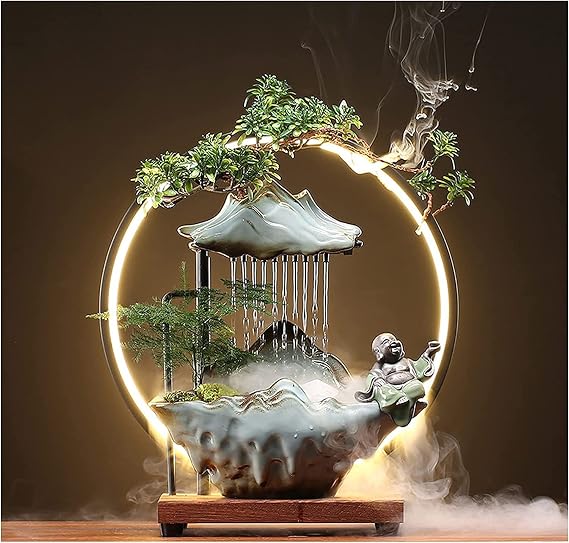 Buddha Tabletop Water Fountains Indoor Waterfall with Mist