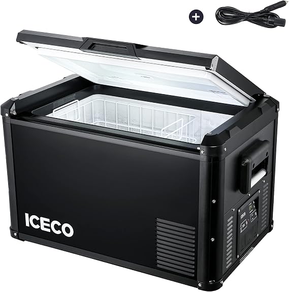 ICECO VL60 ProS 63.4 Quart Portable Refrigerator with SECOP Compressor, Multi-directional Lid, 2 USB & DC 12/24V, AC 110-240V | Compact Refrigerator | 0F to 50F | For Car, Home | With Extension Cable
