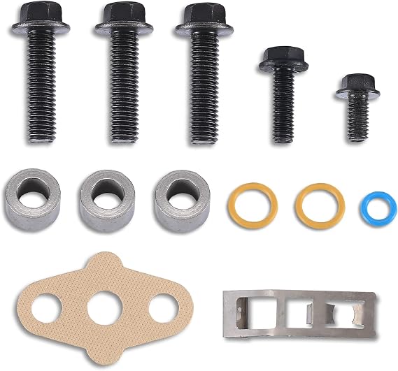 Turbocharger Mounting Kit with Gaskets O-Rings and Bolts 3C3Z9T514AD, 3C3Z9T514AG Compatible with 2003-2010 Ford 6.0L Powerstroke Diesel, Turbo Hardware Install Kits Replacement | W/ Gaskets O-Rings and Bolts Compatible with 2003-2010 Ford 6.0L Powerstroke Diesel, Turbo Hardware Install Kits Replacement